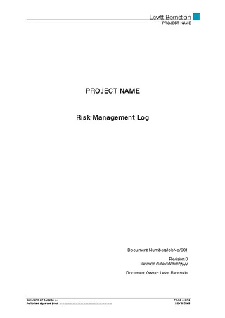 Risk Management Log Template