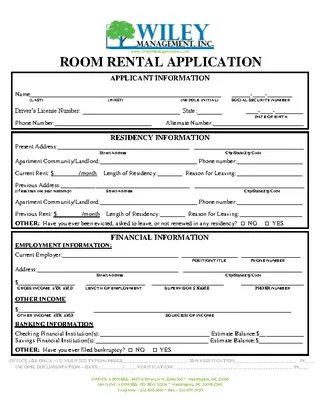 Room Rental Application Template