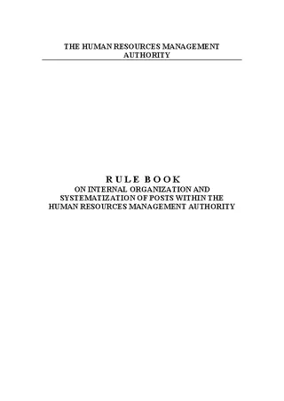 Rule Book On Internal Organization Hr Rule Template