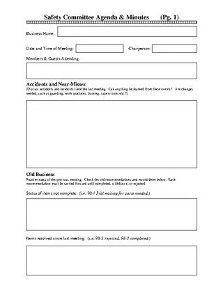Safety Committee Agenda Template