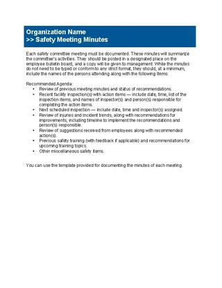 Safety Committee Meeting Agenda Template