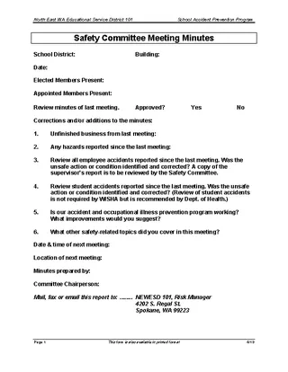 Forms Safety Committee Meeting Minutes Template