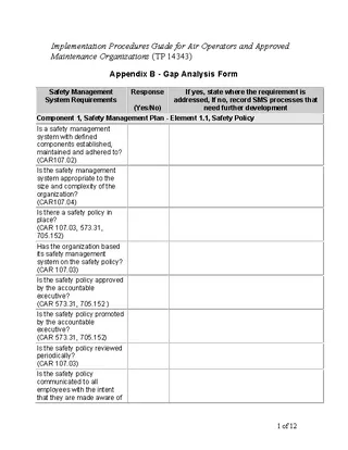 Forms Safety Gap Analysis Form