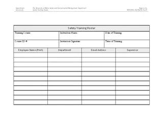 Safety Training Roster Template