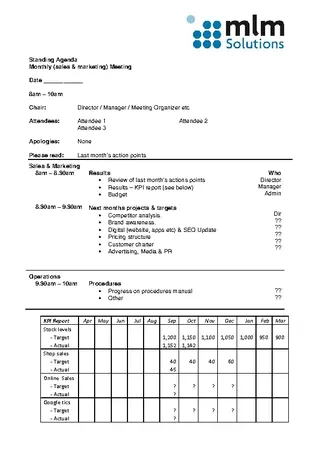 Sales And Marketing Meeting Agenda Template