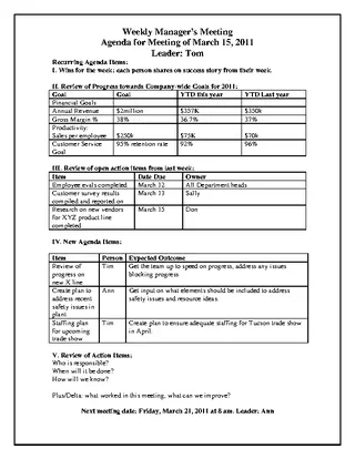 Sales Meeting Agenda Template For Celebrating Success Story