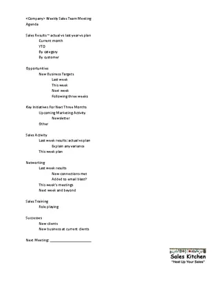 Sales Meeting Agenda Template For Employee