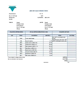 Forms Sales Order Form Template Excel