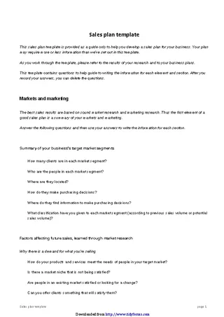 Sales Plan Template 3