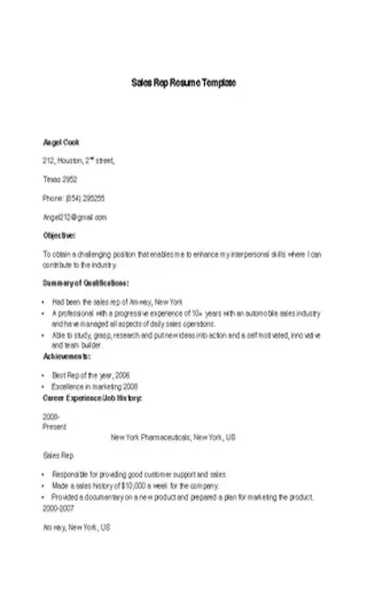 Sales Rep Resume Template PDFSimpli Sales Rep Resume Template PDFSimpli
