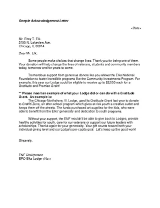 Sample Acknowledgement Letter