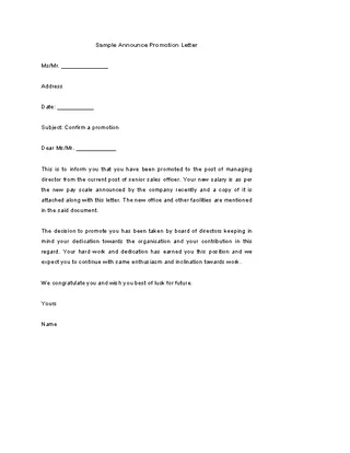 Sample Announce Promotion Letter