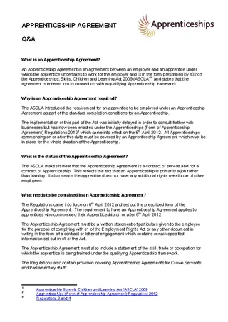 Forms Sample Apprentice Agreement Template