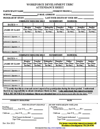 Forms Sample Attendance Sheet
