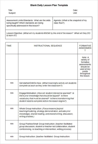 Sample Blank Lesson Plan Template