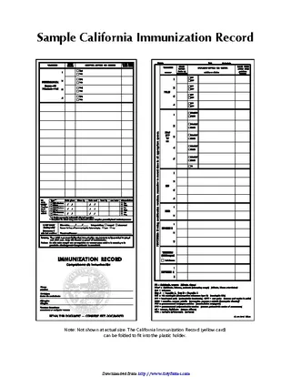 Sample California Immunization Record