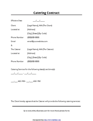 Sample Catering Contract Template