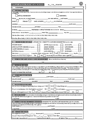 Forms Sample Club Membership Application Form Free Download