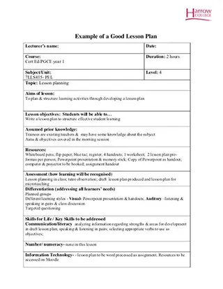 Forms Sample Lesson PlTemplates PDF