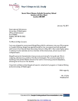 Forms Sample Recommendation Letter