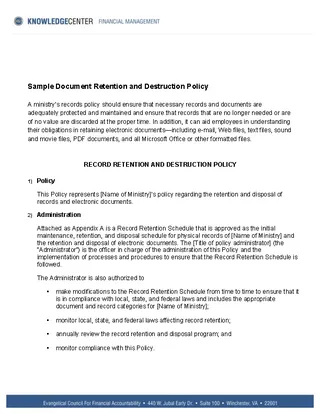 Sample Records Retention Template