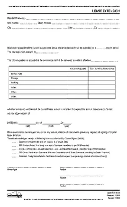 Sample Rental Lease Extension Template - PDFSimpli