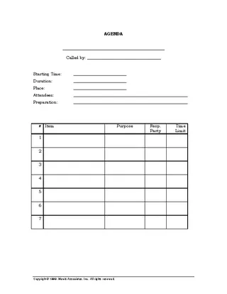 Sample Simple Blank Meeting Agenda Template