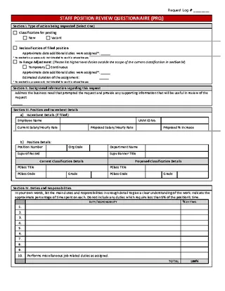 Forms Sample Staff Position Review Questionnaire