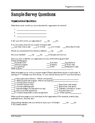 Forms Sample Survey Questions 3