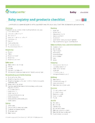 Sample Target Baby Shower Registry Checklist
