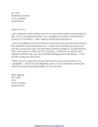 Sample Thank You Letter To Boss