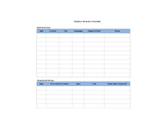 Forms Sample Vacation Itinerary Template Free Download