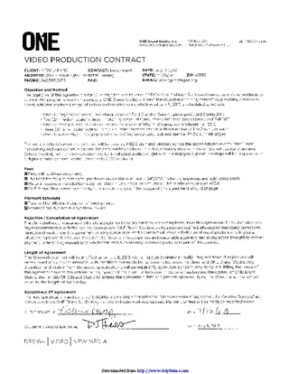 Sample Video Production Contract