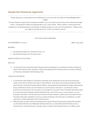 Sample Word Non Disclosure Agreement Template