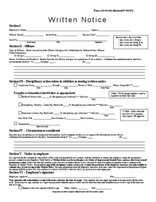 Forms Sample Written Notice Form
