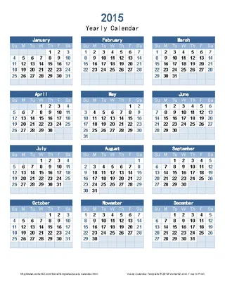 Forms Sample Year Calendar Template Free Download