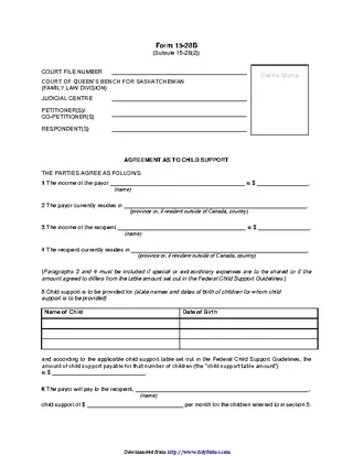 Forms Saskatchewan Agreement As To Child Support Form