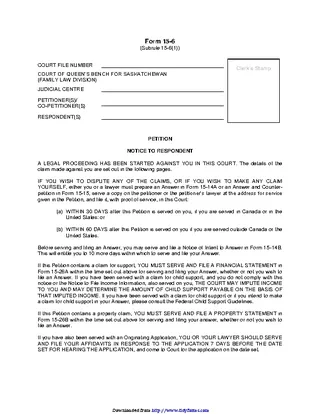 Forms Saskatchewan Petition For Divorce Form