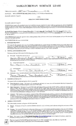 Saskatchewan Surface Lease Sample