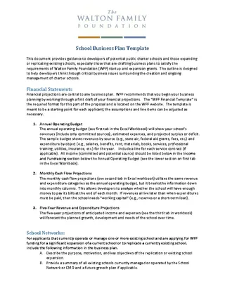 School Business Financial Projections