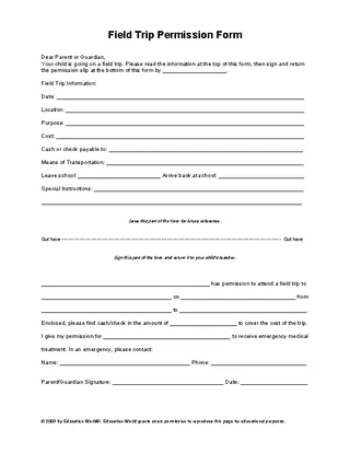 Forms School Field Trip Permission Slip Template Download Word Doc