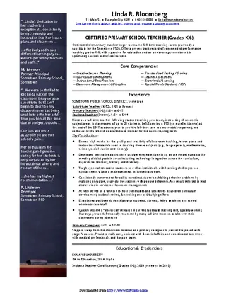 Forms School Teacher Cv Template