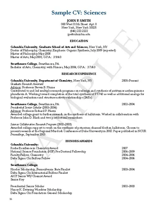 Forms Science Cv Template