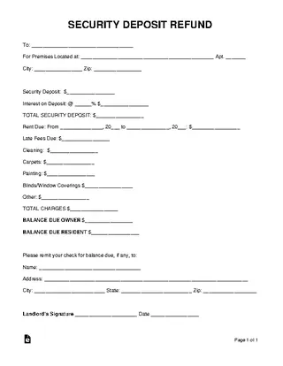 Forms Security Deposit Return Letter Form