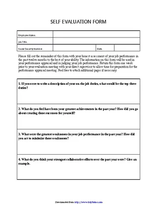 Forms Self Evaluation Form
