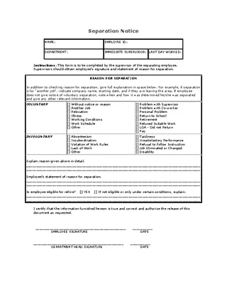 Forms Separation Notice