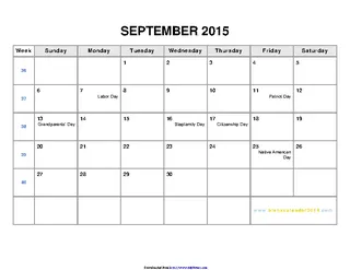 Forms September 2015 Calendar 1