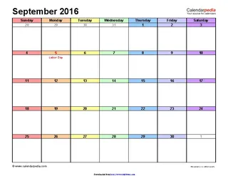 Forms September 2016 Calendar 1