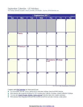 Forms September 2017 Calendar 1