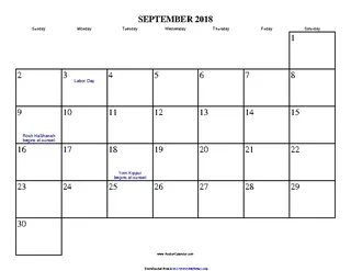 Forms September 2018 Calendar 1